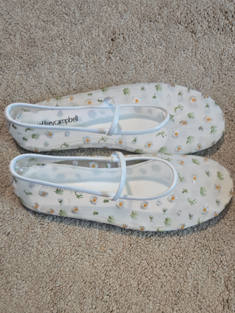Jeffrey Campbell Cream Floral Embroidered Mary Jane Flats